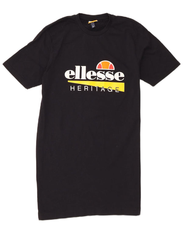 Ellesse Robe t-shirt graphique Heritage pour femme UK 8 Small Noir