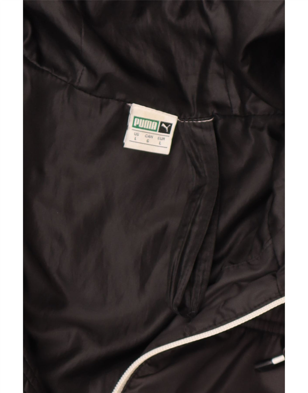 PUMA Womens Hooded Padded Jacket UK 16 Large Black Colourblock Polyester Vintage Puma and Second-Hand Puma from Messina Hembry 