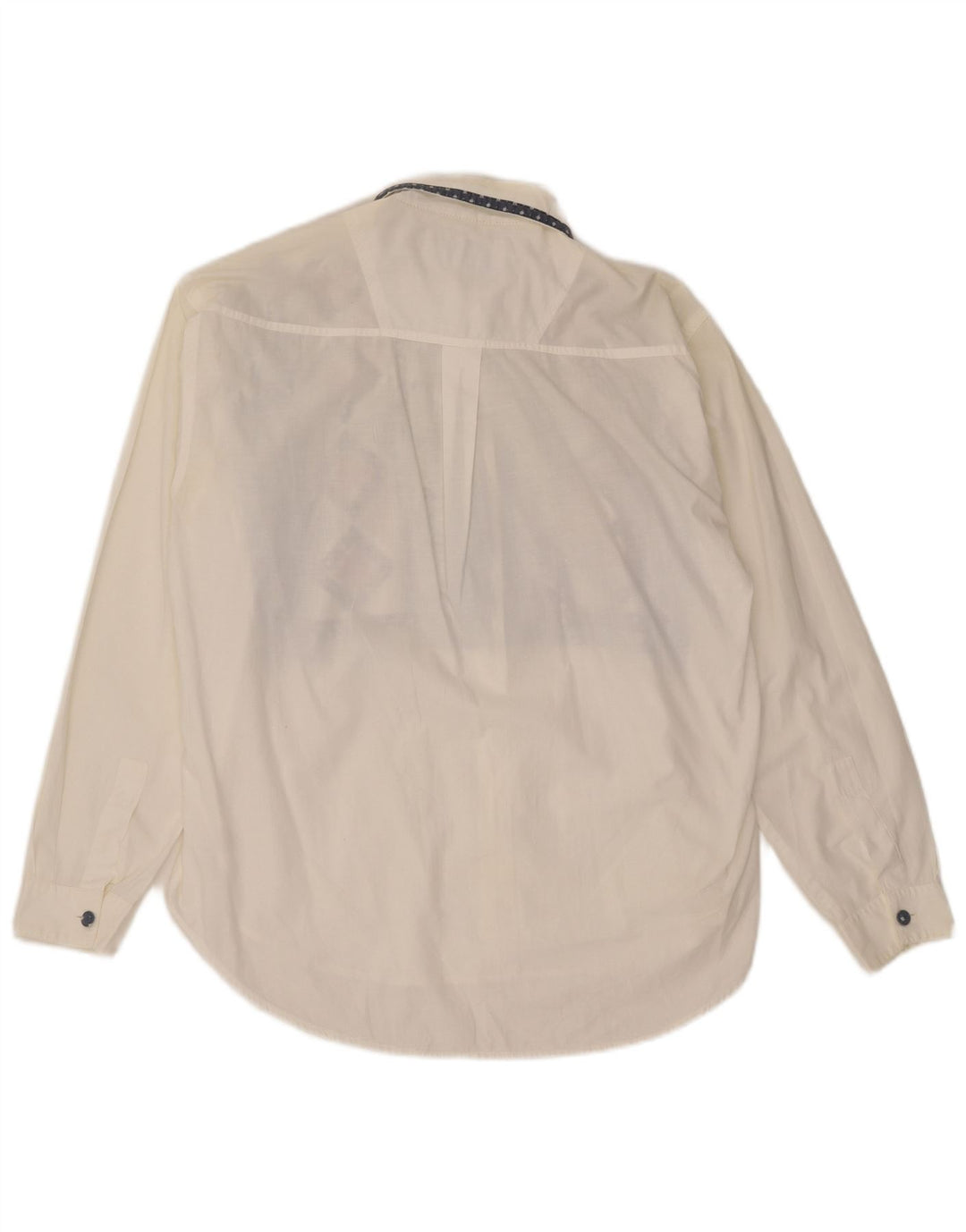 Chemise vintage féminine oversize UK 14 Medium Blanche à motif géométrique en coton