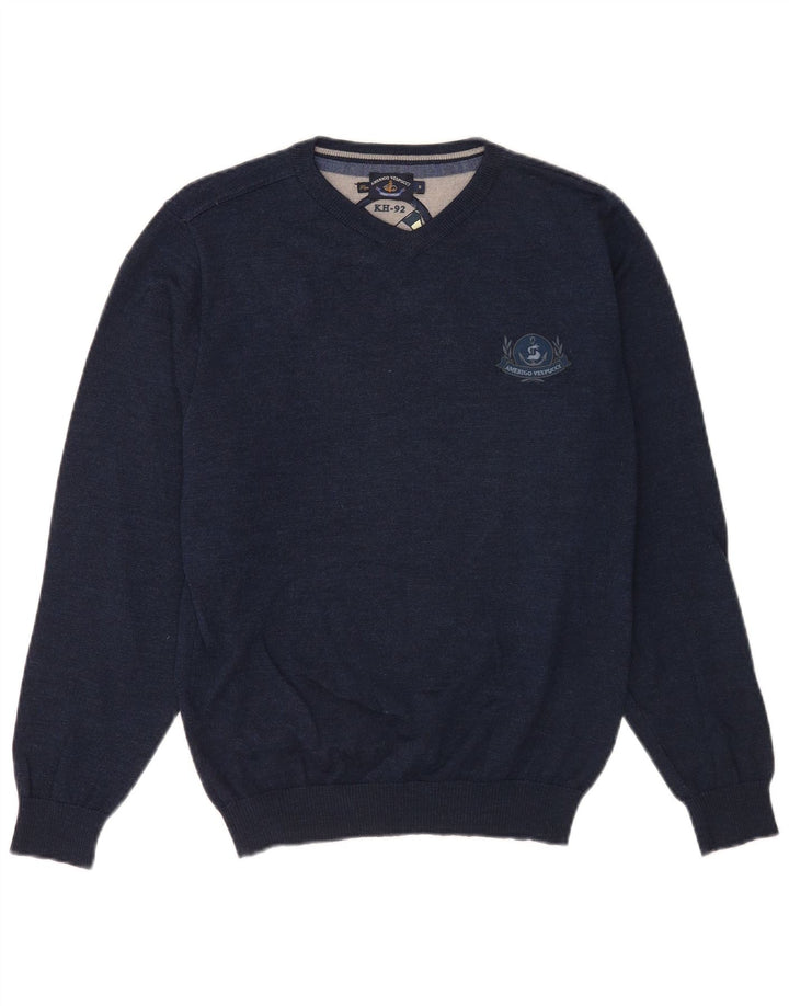 Amerigo Vespucci Pull col V pour homme Petit Bleu marine
