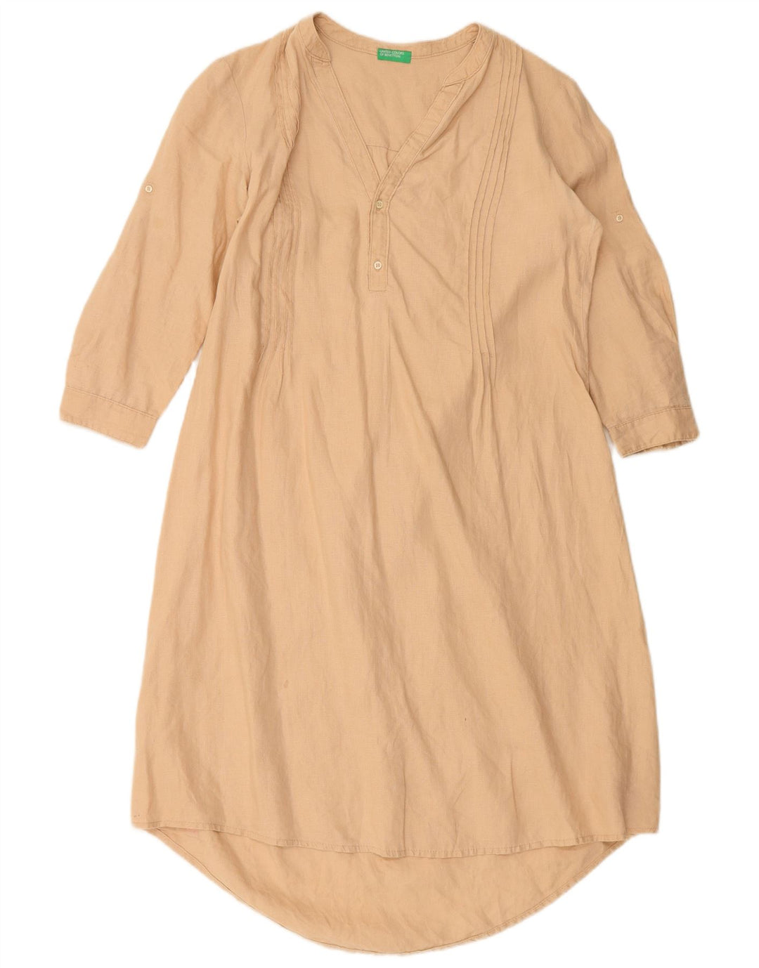 BENETTON Robe tunique à manches 3/4 pour femme UK 14 Beige moyen