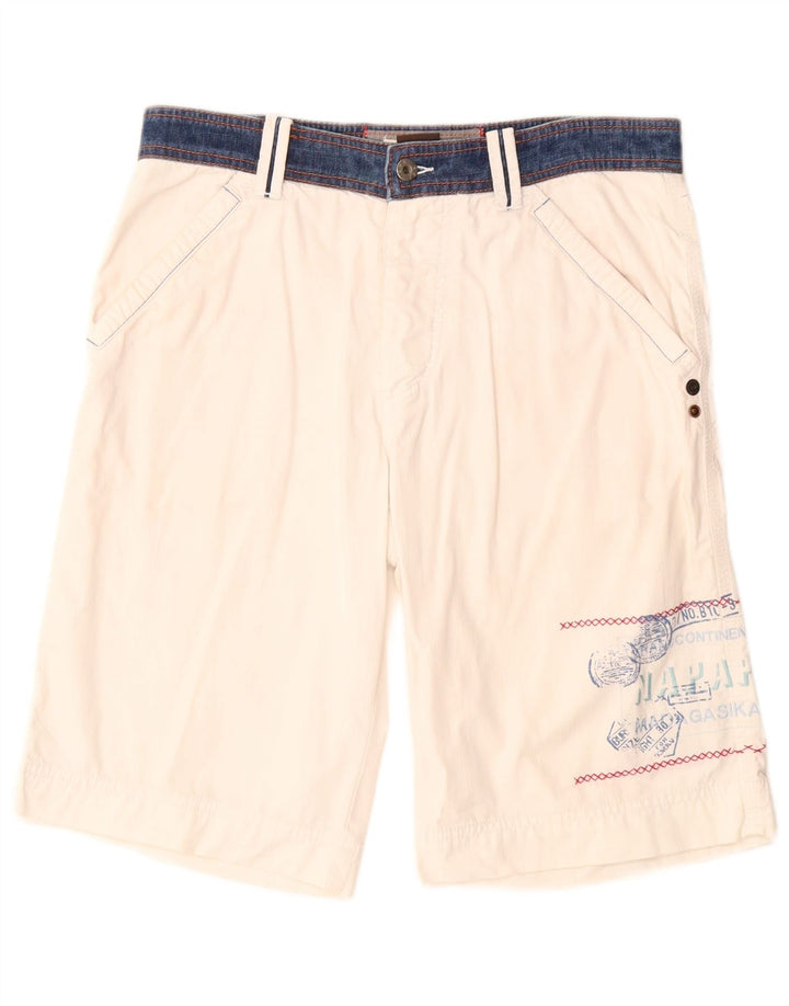 Napapijri Short cargo graphique pour homme IT 46 Small W30 Blanc
