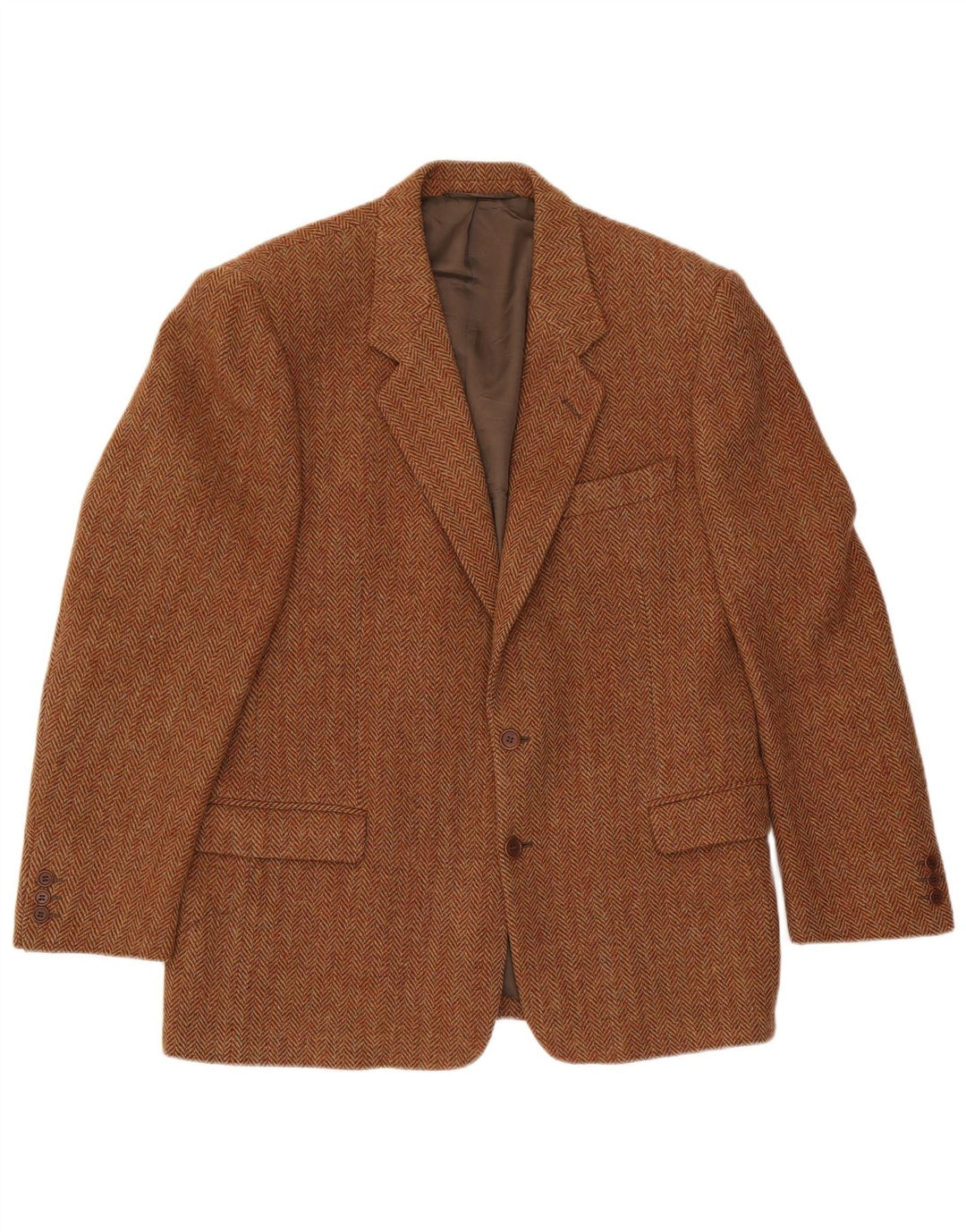 Harris Tweed Veste blazer à 2 boutons pour homme IT 54 2XL en laine à chevrons marron
