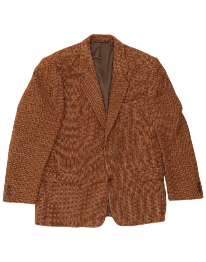 Harris Tweed Veste blazer à 2 boutons pour homme IT 54 2XL en laine à chevrons marron