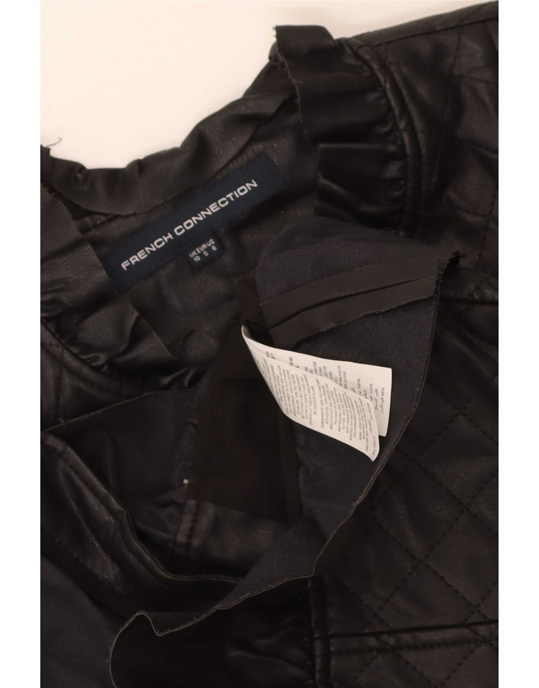 French Connection Veste matelassée en simili cuir pour femme UK 10 Small Noir