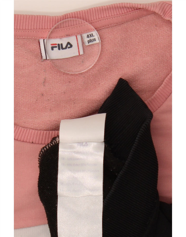 FILA Sweat-shirt graphique pour femme UK 24 4XL Rose Colourblock Coton