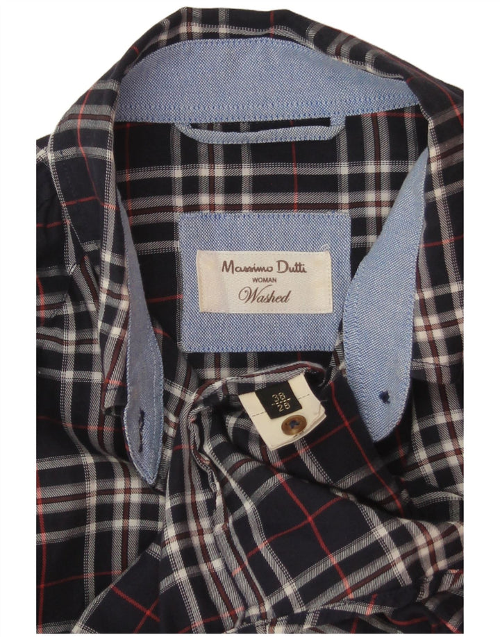Massimo Dutti Chemise Femme EU 38 Petit Carreau Bleu Marine