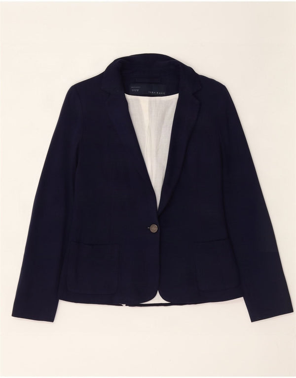 Zara Femme 1 Bouton Blazer Veste UK 10 Petit Bleu Marine
