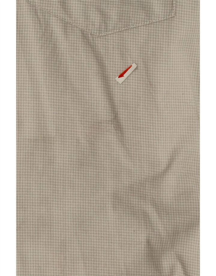IZOD Mens Shirt Medium Grey Gingham Cotton