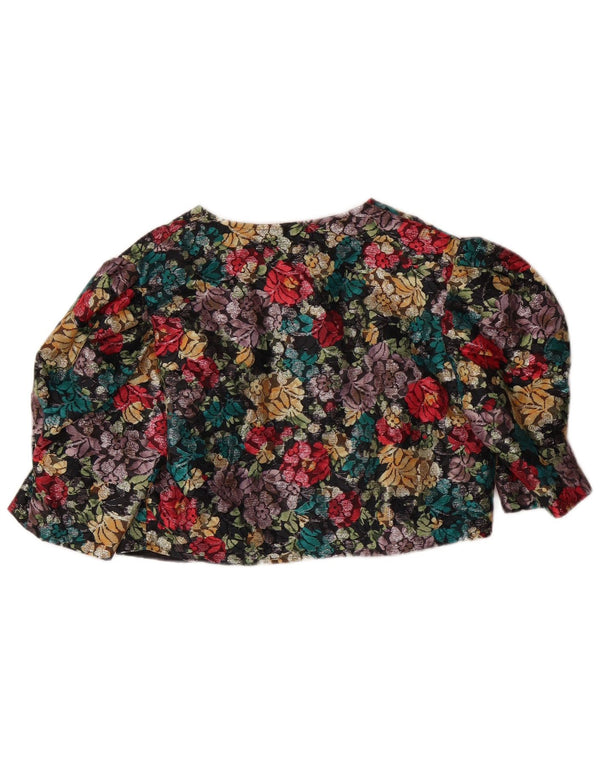VINTAGE Femme 3/4 Manches Boléro Veste UK 14 Moyen Multicolore Floral