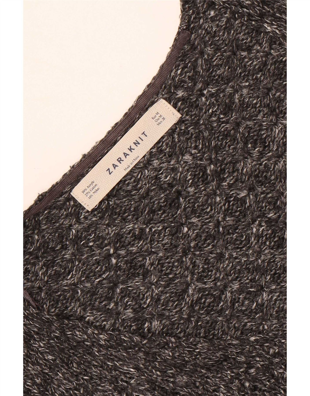 Zara Pull court surdimensionné à col en V pour femme UK 14 Gris moyen moucheté