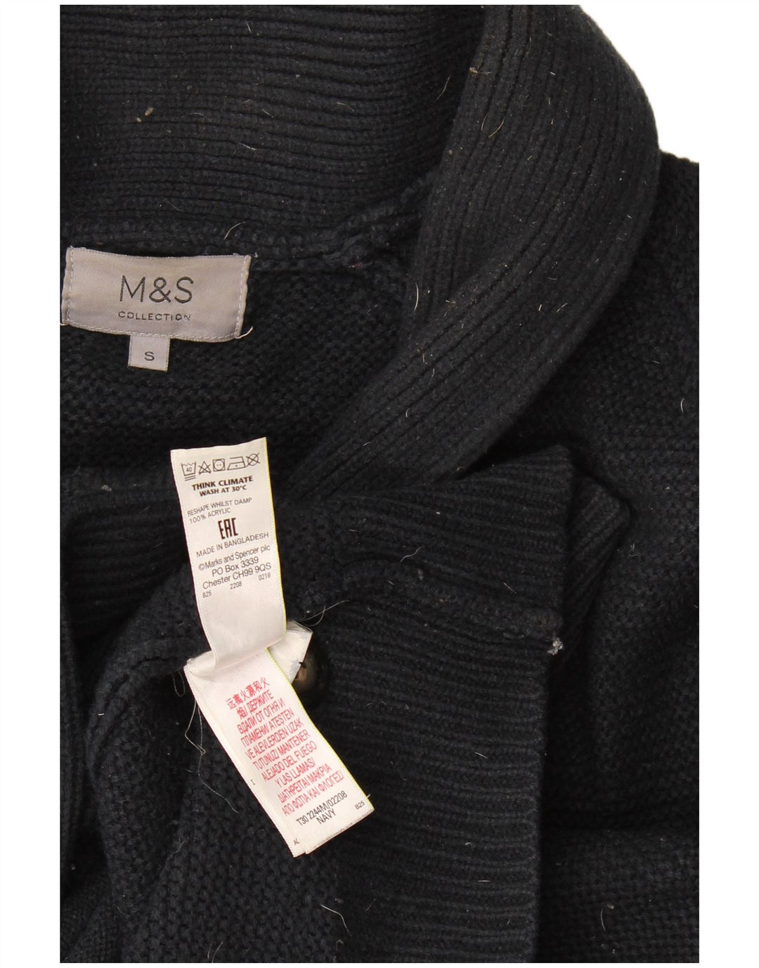 Marks & Spencer Pull Cardigan Homme Petit Bleu Marine Acrylique