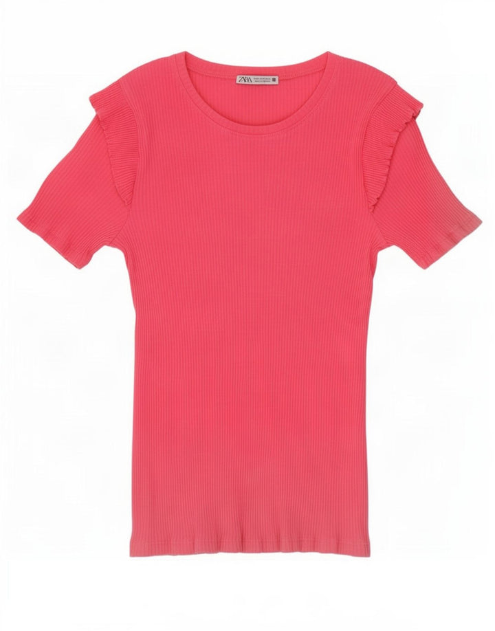 Zara Femme T-Shirt Top UK 12 Rose Moyen