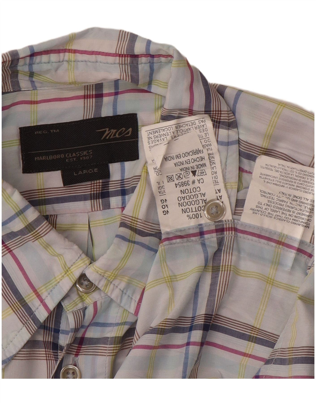 Marlboro Classics Chemise à manches courtes pour homme en coton à carreaux multicolores