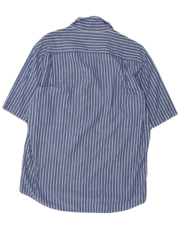 Valentino Chemise à manches courtes pour homme Taille 41 16 Grand coton rayé bleu