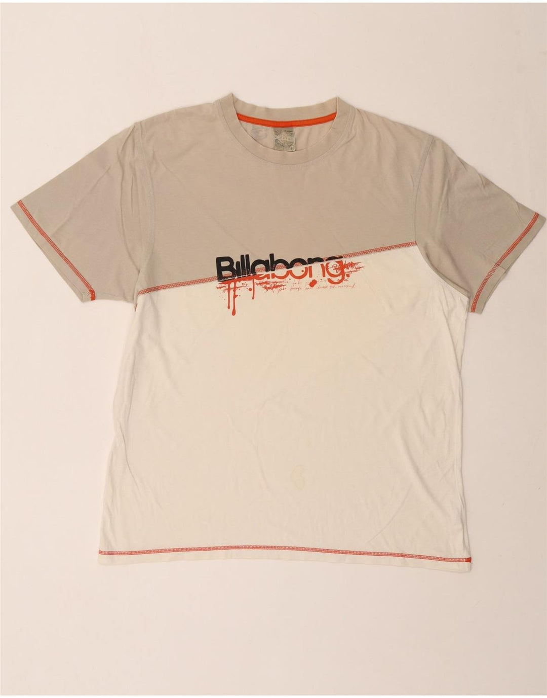 BILLABONG T-Shirt Graphique Homme Top XL Blanc Colorblock Coton