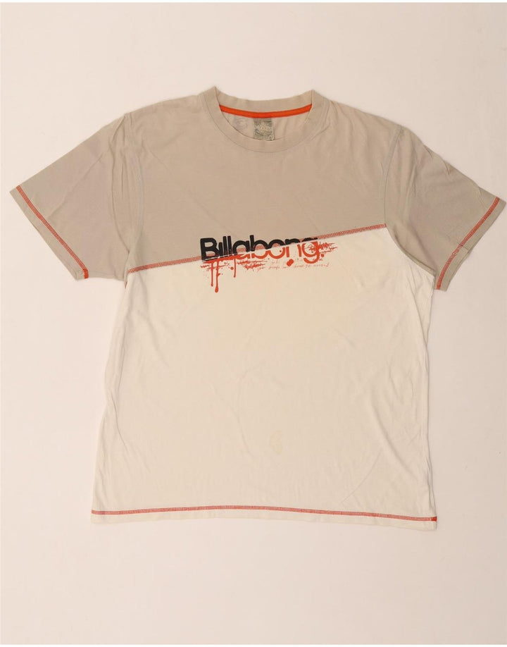 BILLABONG T-Shirt Graphique Homme Top XL Blanc Colorblock Coton