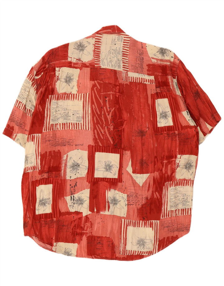 Chemise à manches courtes vintage pour hommes grand patchwork rouge