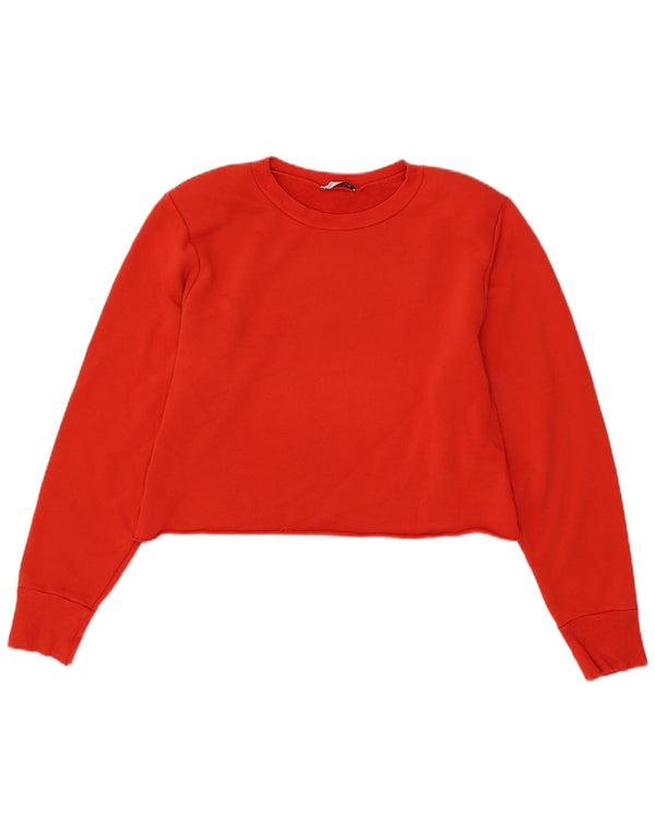 Zara Womens Trafaluc Crop Sweatshirt Jumper UK 16 Grand Rouge