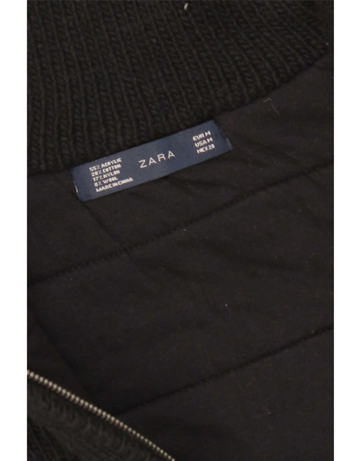 Zara Femme Gilet En Tricot UK 14 Acrylique Noir Moyen