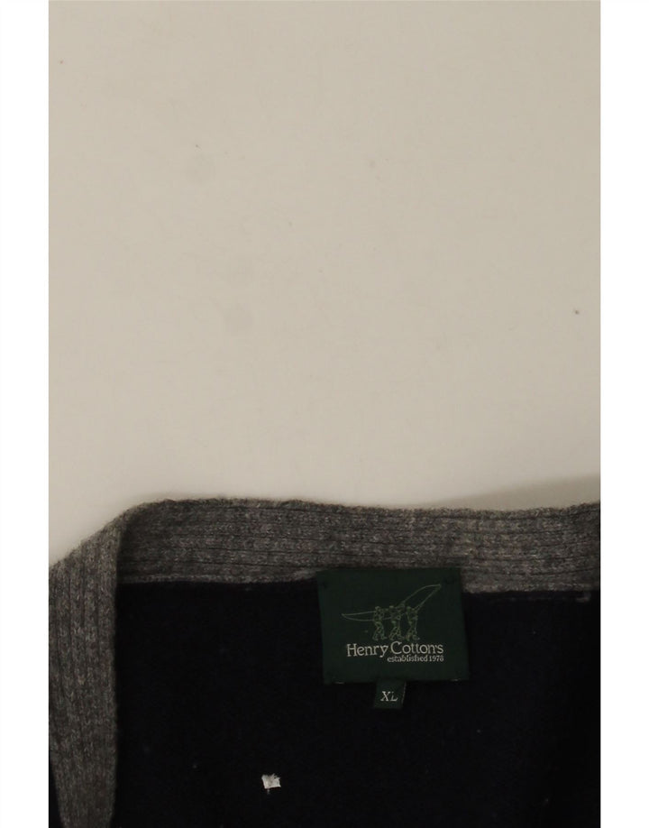 HENRY COTTONS Pull Cardigan Homme XL Bleu Marine Colourblock