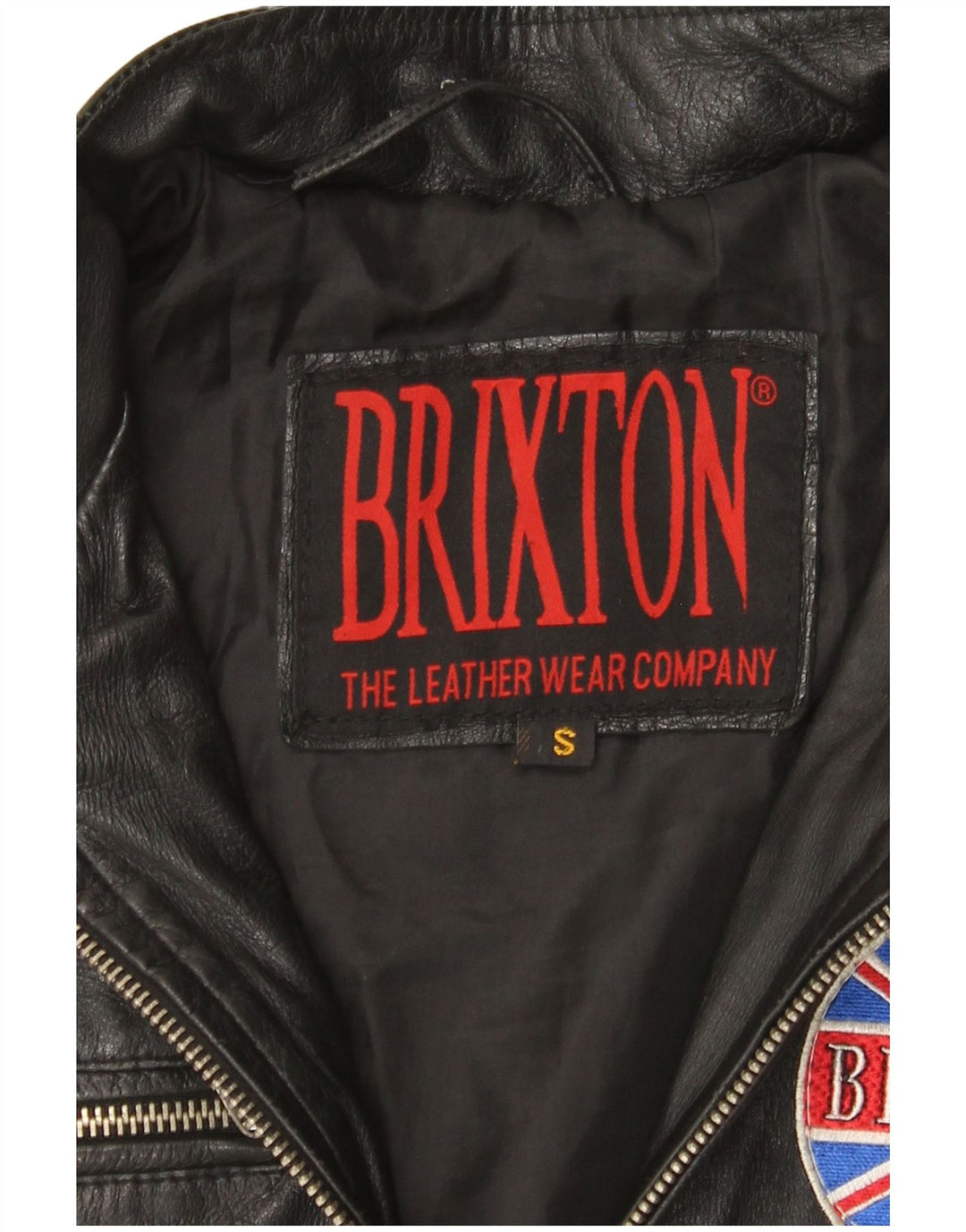BRIXTON Veste en cuir pour femme UK 10 Petit cuir color block noir