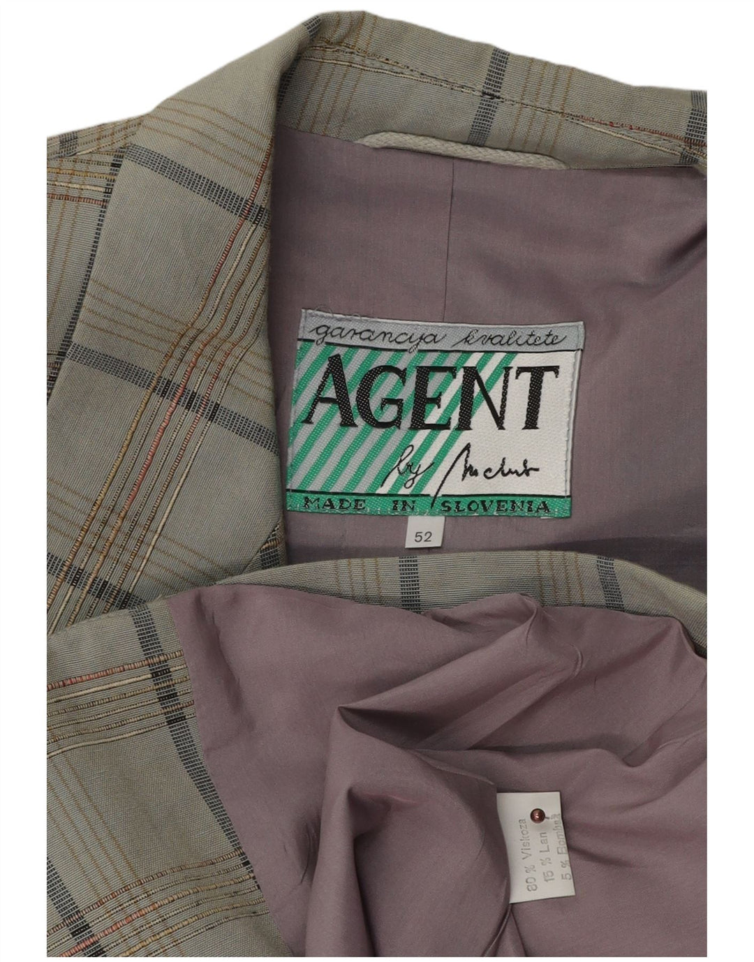 VINTAGE Veste Blazer 2 Boutons Homme IT 52 XL Gris Viscose à Carreaux