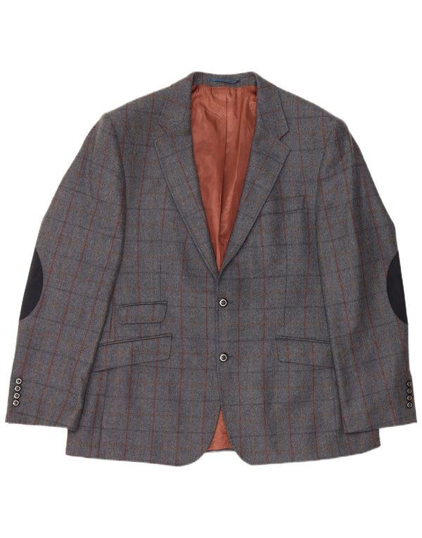 Woolrich Veste blazer à 2 boutons pour homme UK 48 4XL Gris à carreaux en laine
