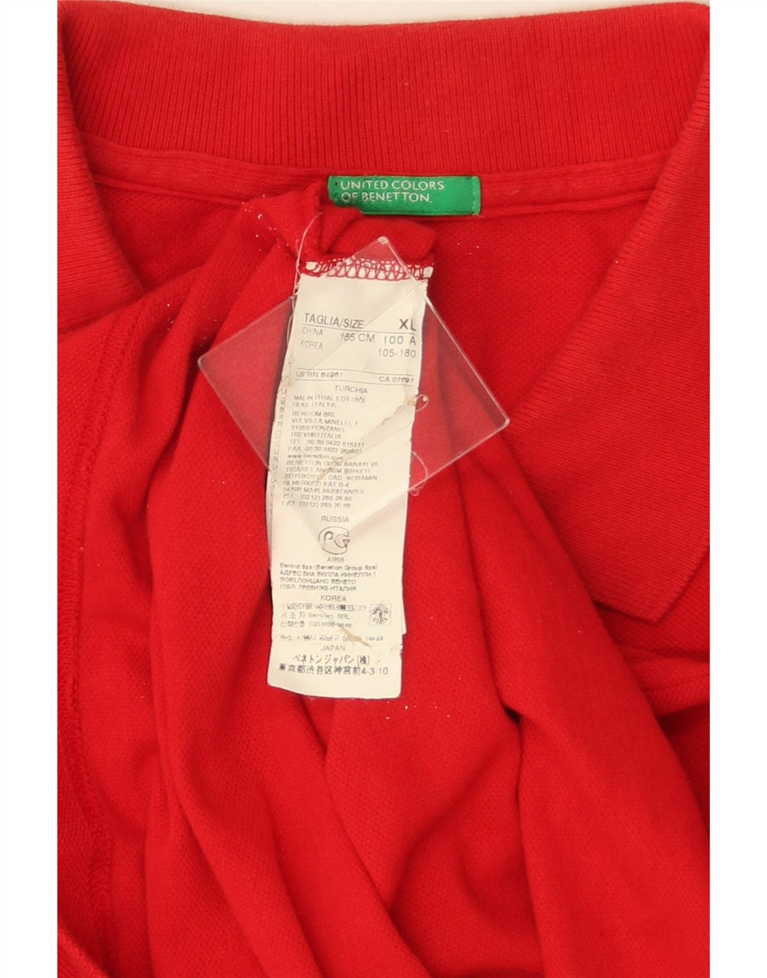 BENETTON Polo Homme XL Rouge Coton