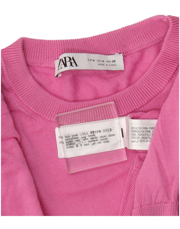 Zara Pull ras du cou pour femme UK 12 Lyocell rose moyen