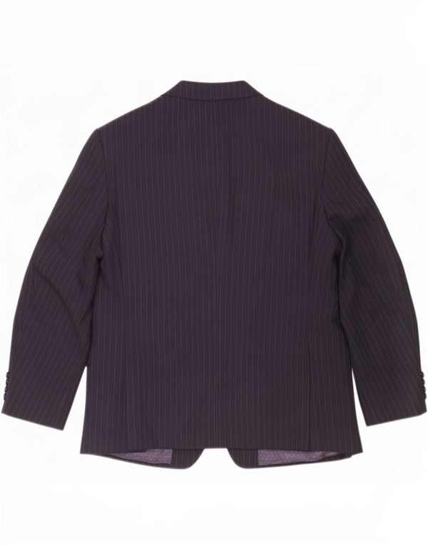 Marks & Spencer Veste blazer à 2 boutons pour homme UK 42 Large Bleu marine à fines rayures