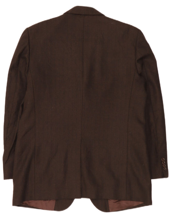 vintage Homme 3 Bouton Blazer Veste UK 38 Laine Vierge Brun Moyen