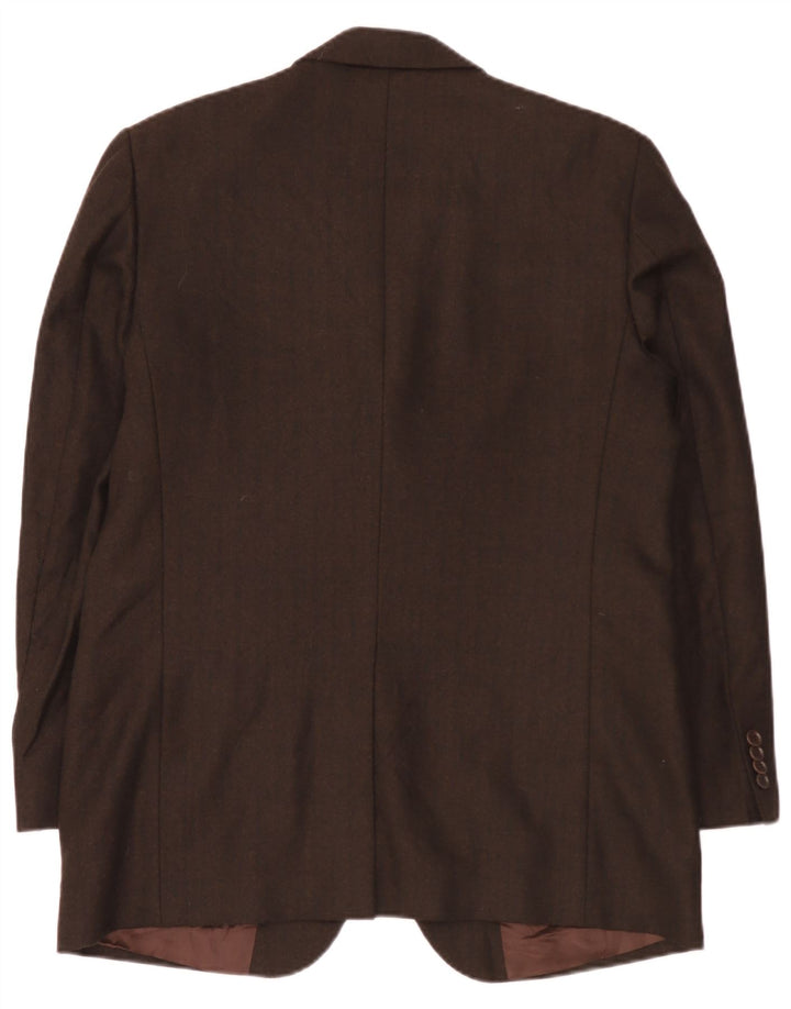 vintage Homme 3 Bouton Blazer Veste UK 38 Laine Vierge Brun Moyen