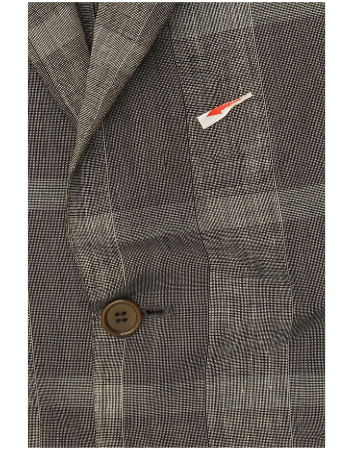 Trussardi Veste Blazer 2 Boutons Homme IT 46 Petit Carreau Gris Lin