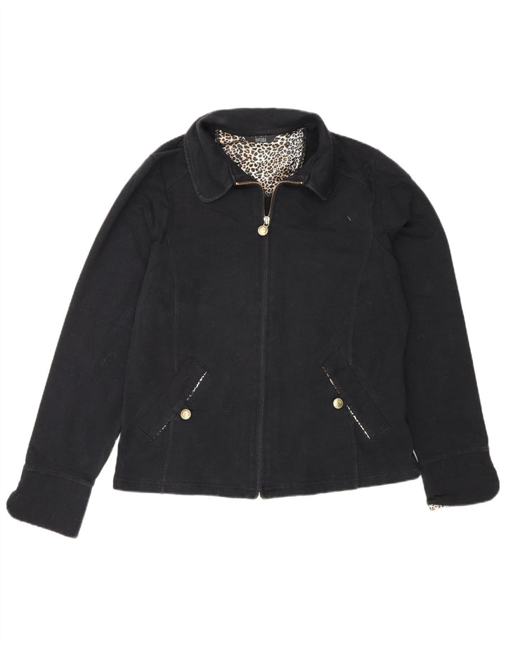 Marks & Spencer Veste Bomber Femme UK 14 Coton Noir Moyen
