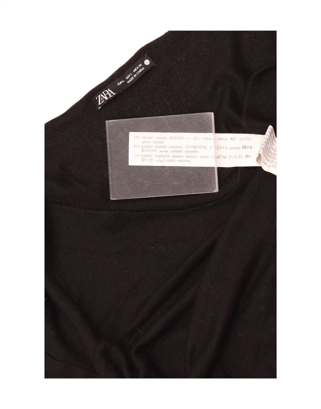 Zara Femme Top Manches Longues UK 14 Large Noir Viscose