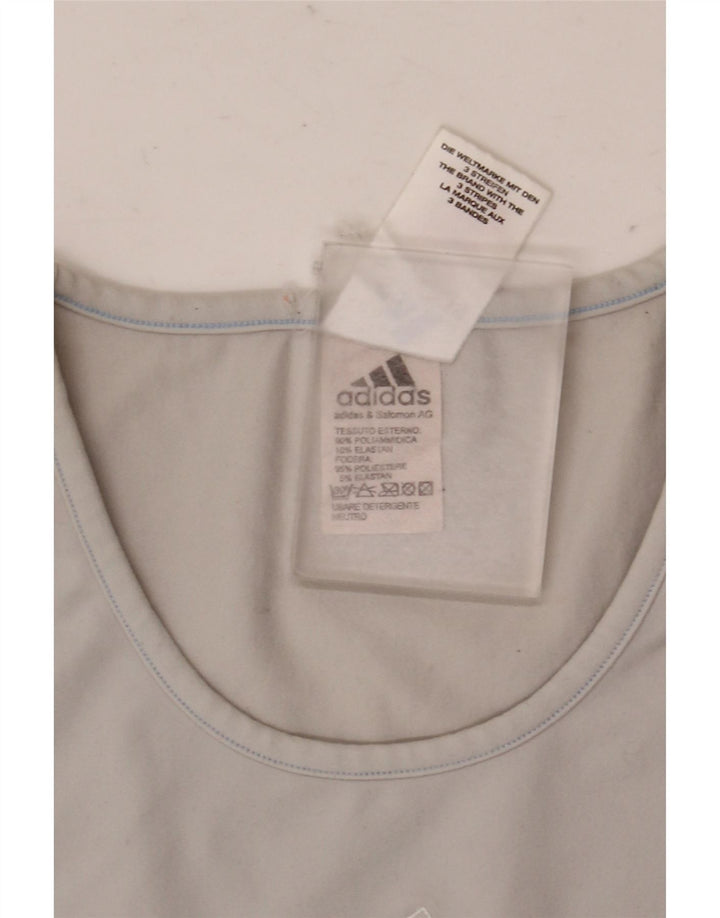 Adidas T-Shirt Femme Top UK 12 Gris Moyen Polyamide