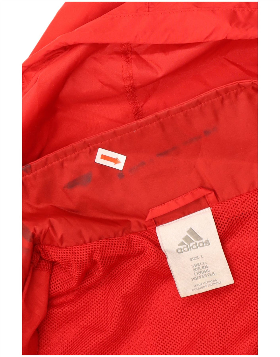 ADIDAS Veste de pluie à capuche graphique pour homme UK 40 Large Rouge Nylon