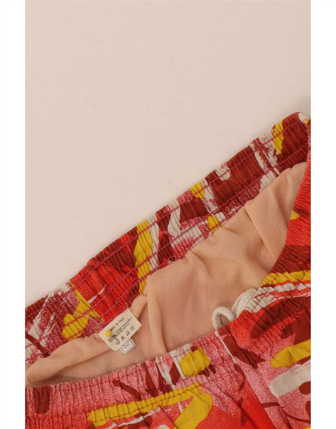 Short de bain à motif abstrait pour hommes vintage IT 52 XL coton rouge