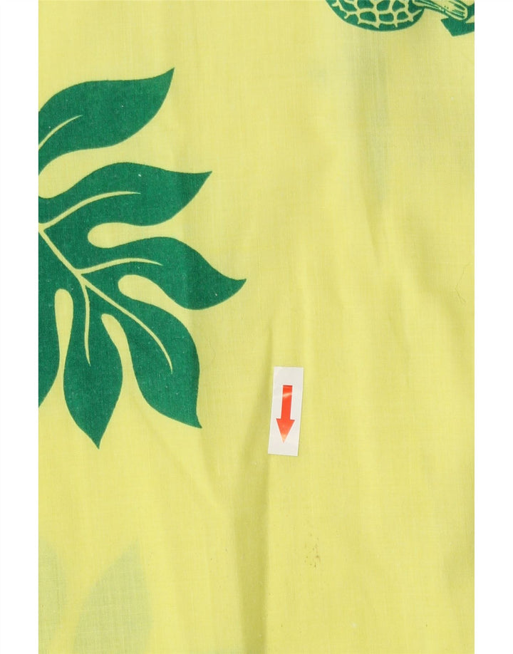 vintage Chemise à manches courtes pour hommes Floral jaune moyen