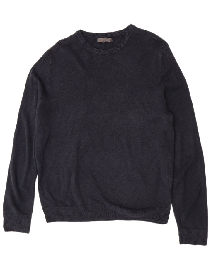 Marks & Spencer Pull col rond pour homme en acrylique bleu marine Taille L