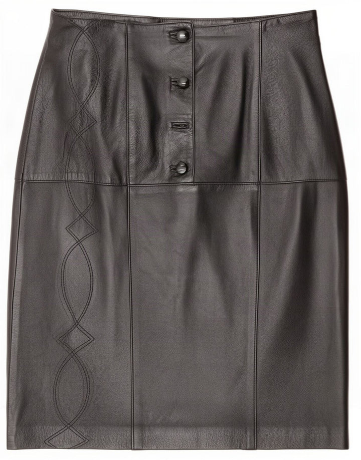 Bizzarro Jupe en cuir pour femme IT 46 Large W32 Noir