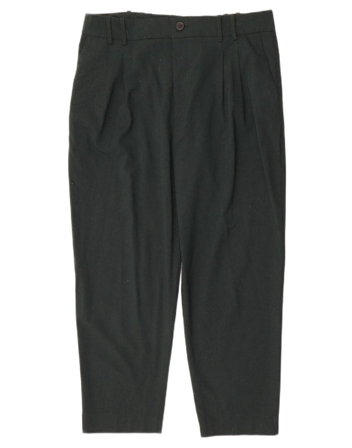Zara Pantalon court pour femme XL W36 L26 Vert Polyester