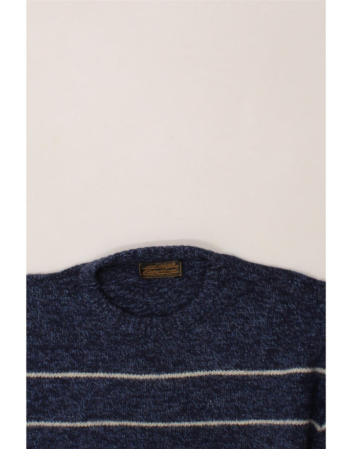 EDDIE BAUER Mens Crew Neck Jumper Sweater XL Navy Blue Striped Vintage Eddie Bauer and Second-Hand Eddie Bauer from Messina Hembry 