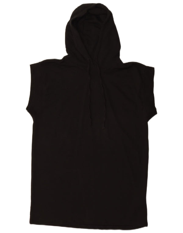 Zara Pull à capuche surdimensionné à manches courtes pour femme UK 10 Petit coton noir