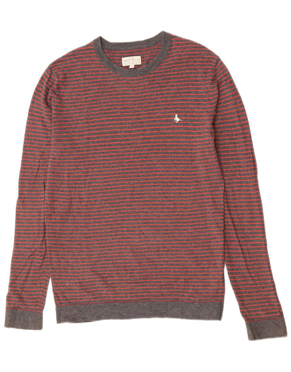 Jack Wills Pull à col rond pour homme XS en coton rayé gris
