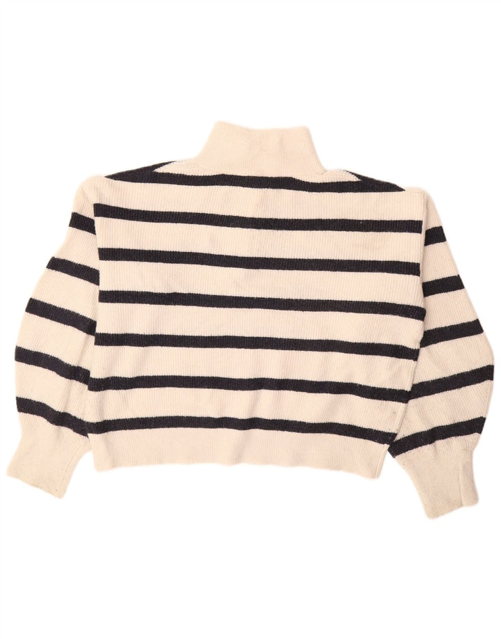 FRENCH CONNECTION Pull court à col zippé pour femme UK 10 Petit Blanc