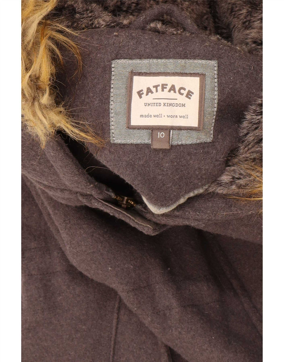 Fat Face Veste Parka surdimensionnée à capuche pour femme UK 10 Petite laine grise