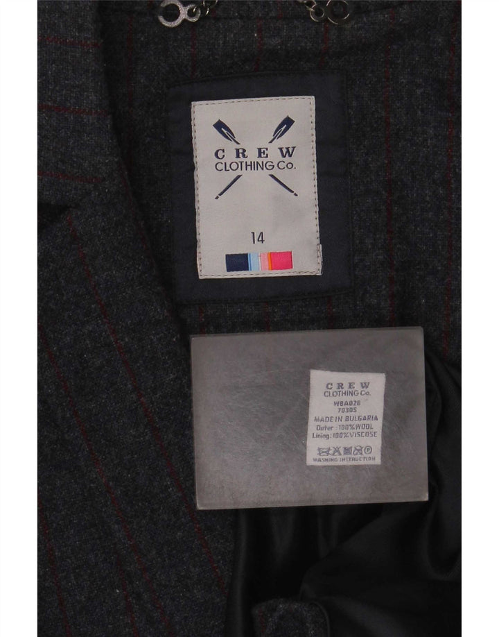 Crew Clothing Veste blazer à 2 boutons pour femme UK 14 Grande laine à fines rayures grises