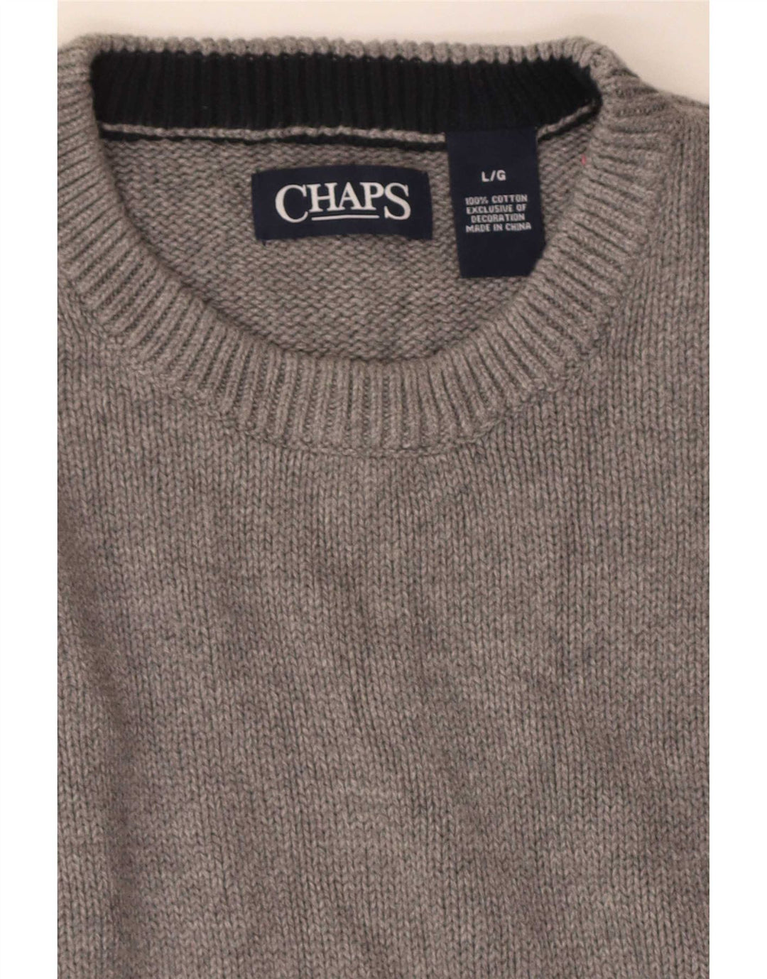 Chaps Pull à col rond coupe classique pour hommes, grand coton gris